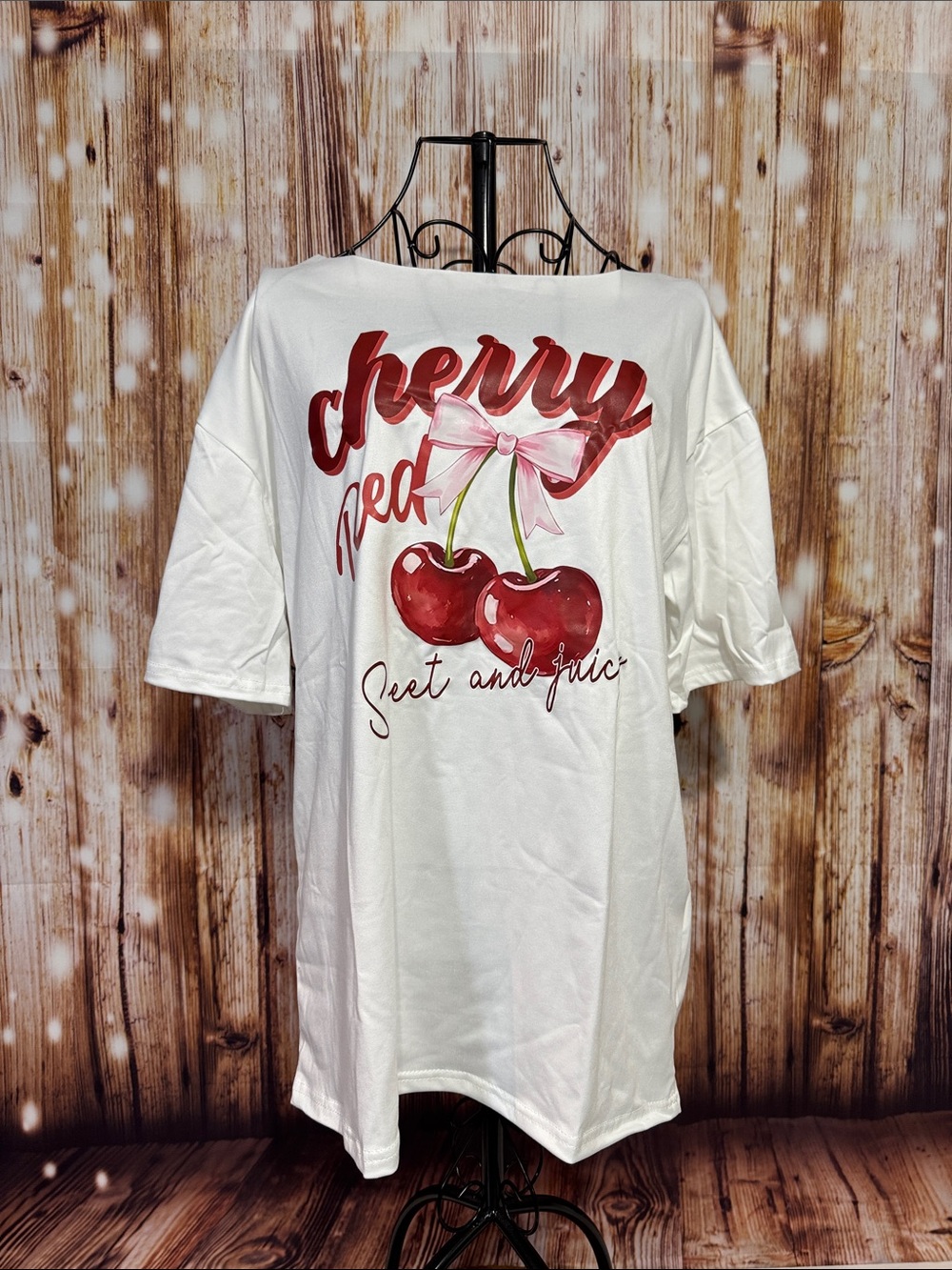 Cherry Red Graphic Short Sleeve Tee - White